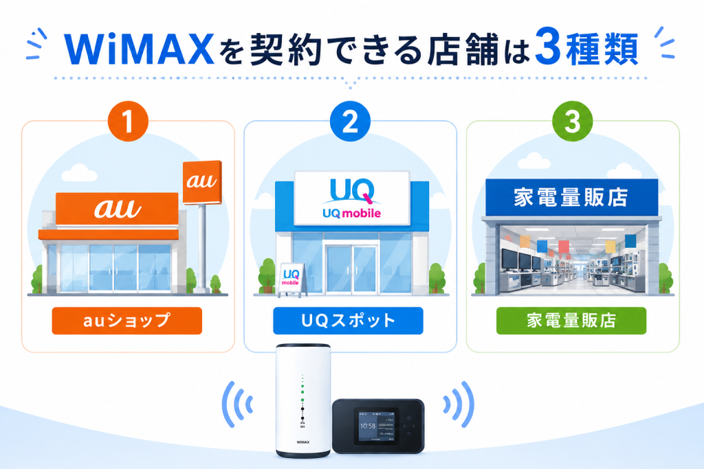 WiMAXを契約できる店舗は3種類