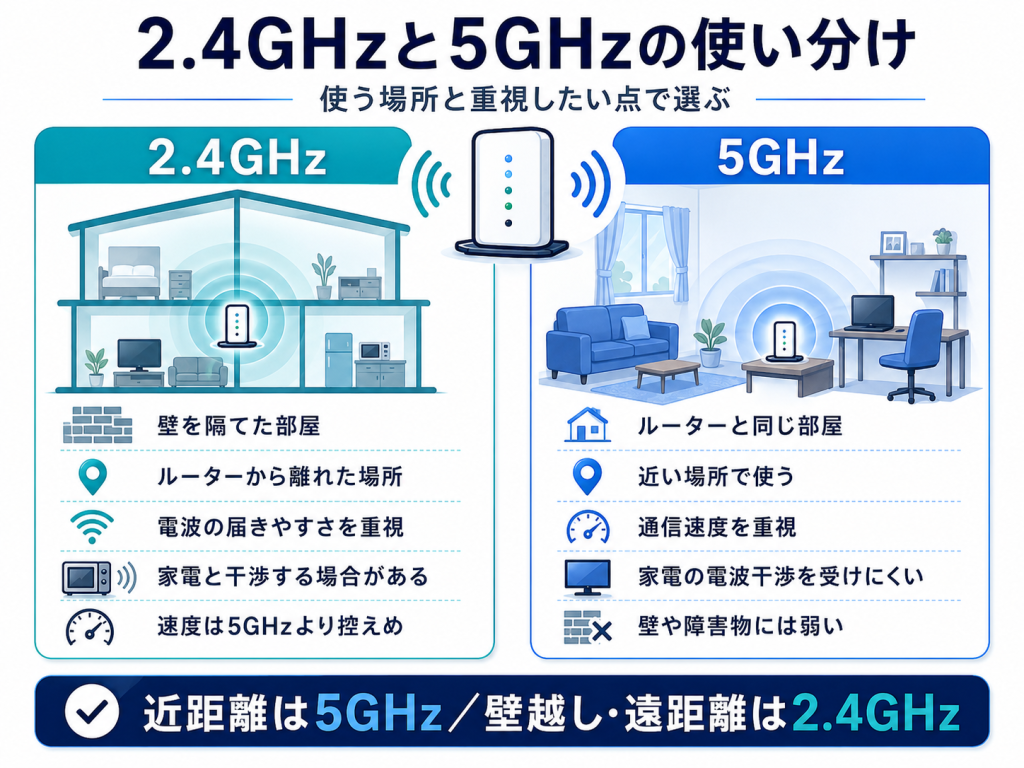 2.4GHz帯と5GHz帯の使い分け