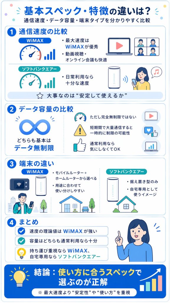 基本スペック・特徴の違い