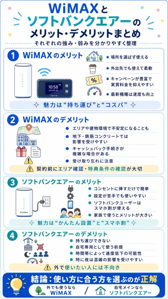 WiMAXとソフトバンクエアーのメリット・デメリットまとめ