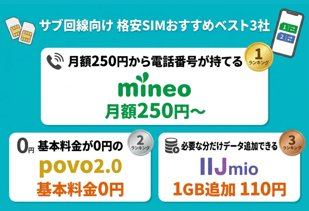 サブ回線におすすめの格安SIM