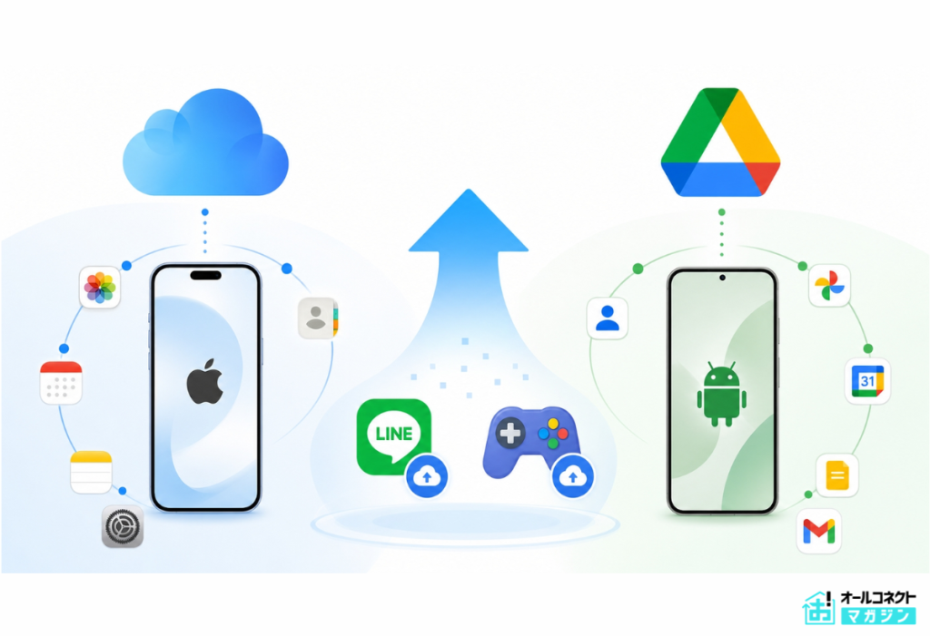 ahamoの機種変更のバックアップを取るイメージ画像