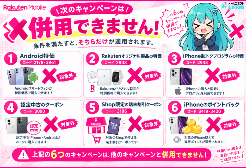 マジ得フェスティバル併用できないキャンペーン