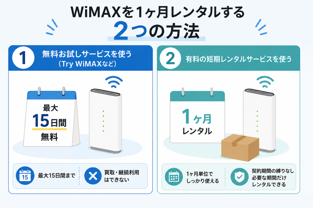 WiMAXを1ヶ月レンタルする2つの方法