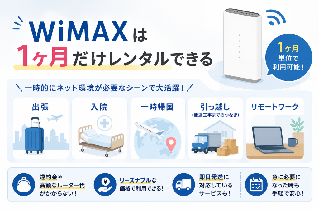 WiMAXは1ヶ月だけレンタルできる