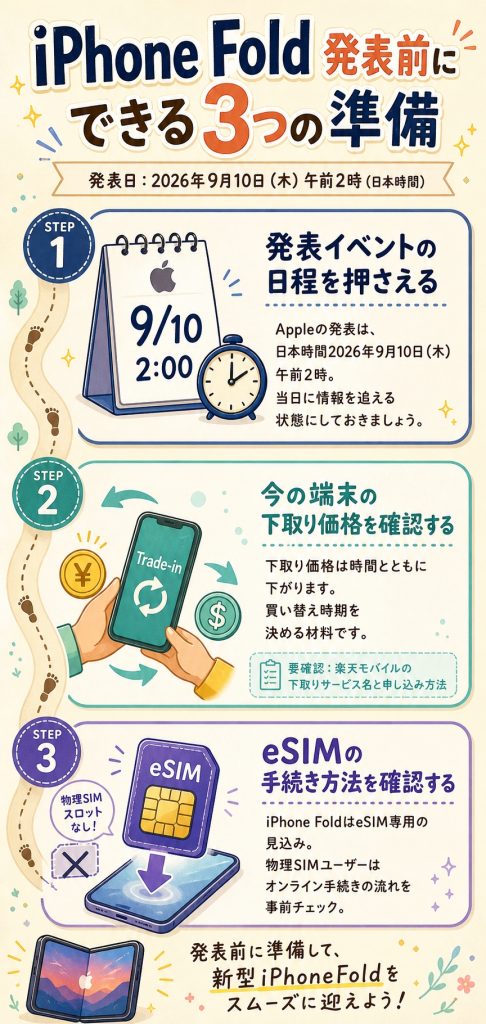 楽天モバイルiPhoneFold 3つの準備