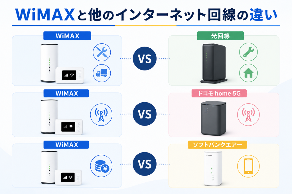 WiMAXと他のインターネット回線の違い
