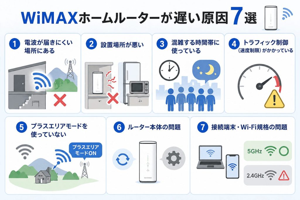 WiMAXホームルーターが遅いと感じる主な原因