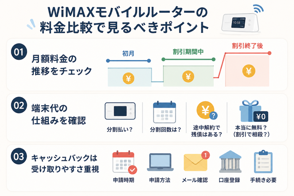 WiMAXモバイルルーターの料金比較で見るべきポイント