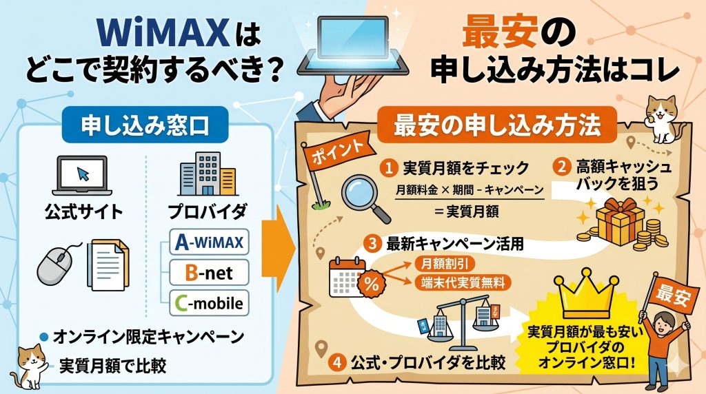 WiMAXはどこで契約するべき？最安の申し込み方法はコレ