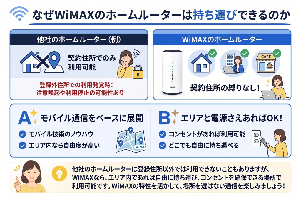 なぜWiMAXのホームルーターは持ち運びできるのか