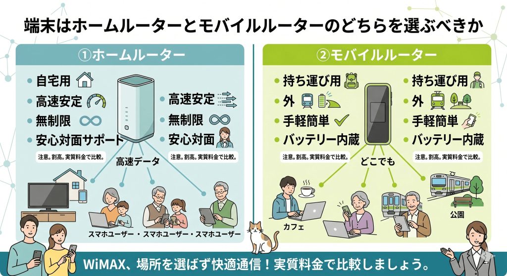 端末はホームルーターとモバイルルーターのどちらを選ぶべきか