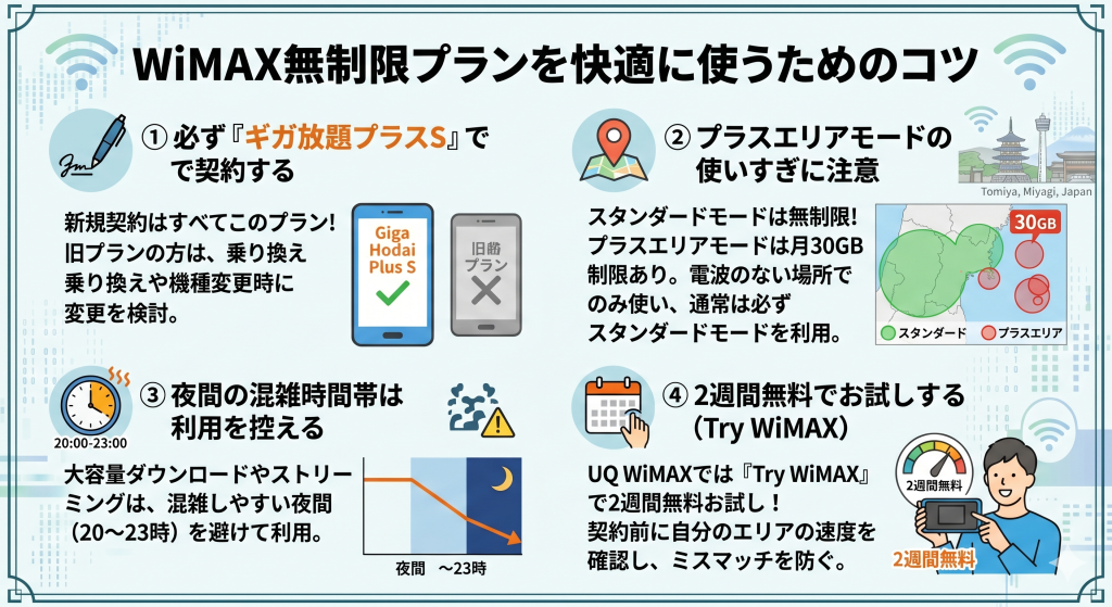 WiMAX無制限プランを快適に使うためのコツ