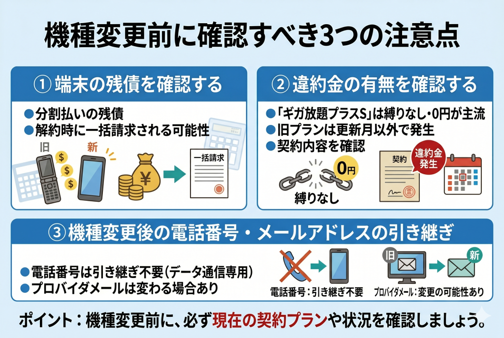 機種変更前に確認すべき3つの注意点