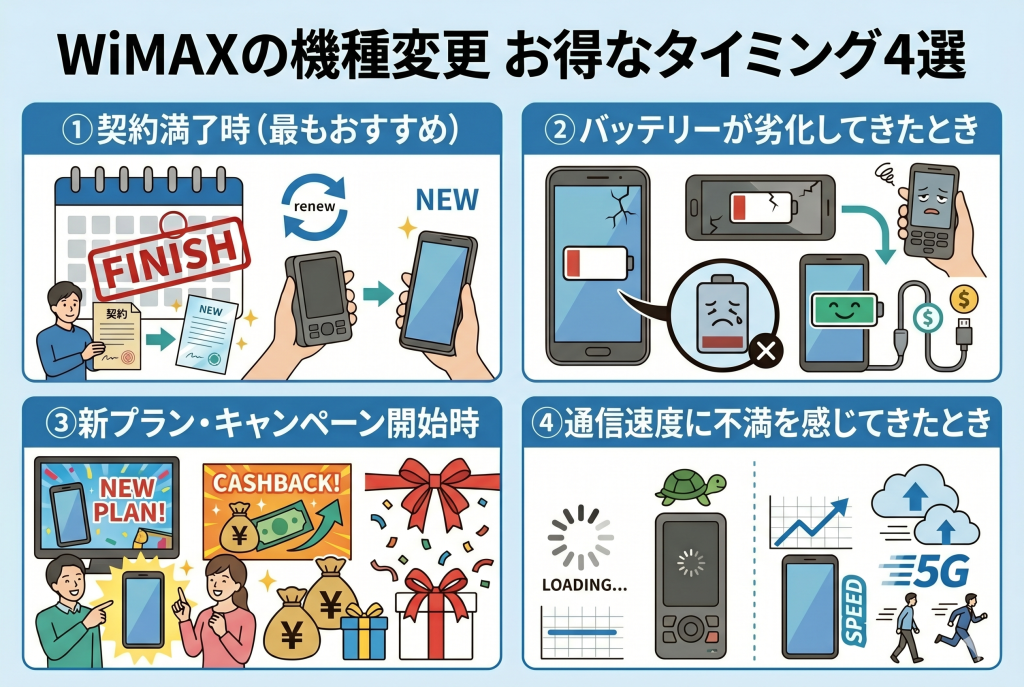 WiMAXの機種変更はいつすべき？お得なタイミング4選