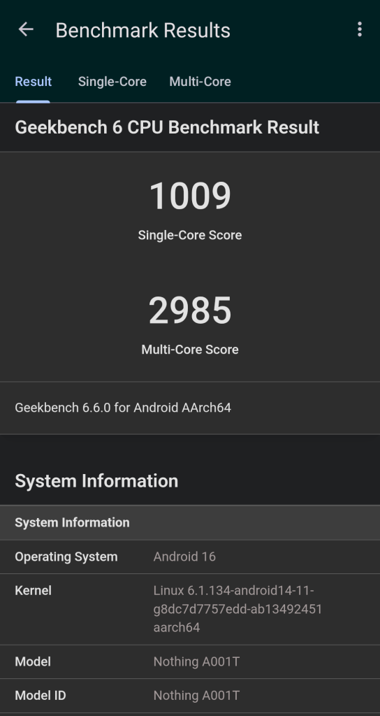 Nothing Phone 3a Lite CPU