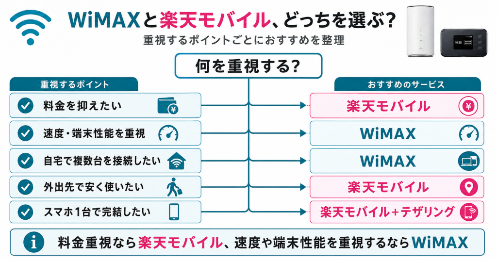 WiMAXと楽天モバイル、どっちを選ぶ？