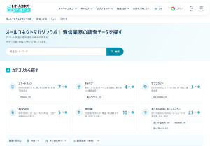 調査を探せるオールコネクトマガジンラボのトップページ。キーワード検索と「カテゴリから探す」