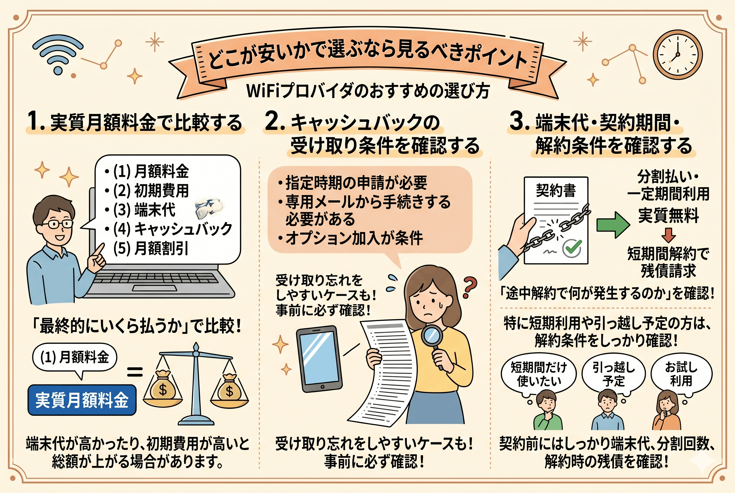 どこが安いかで選ぶなら見るべきポイント