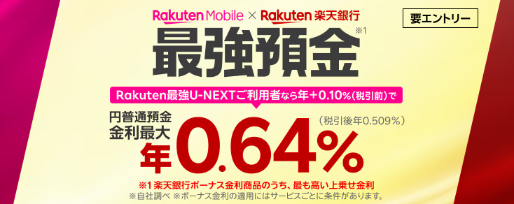 楽天モバイル×楽天銀行 ボーナス金利