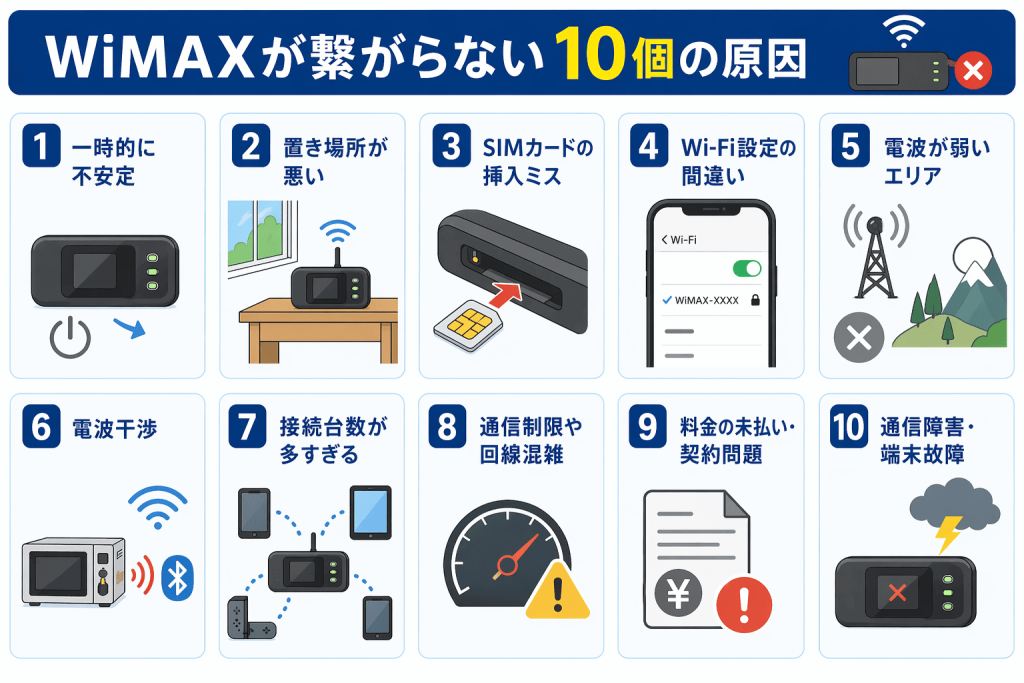 WiMAXが繋がらない10個の原因