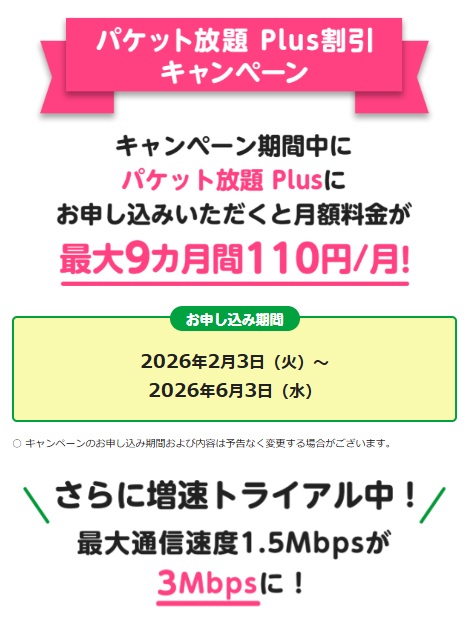 mineoパケット放題Plus割引キャンペーン