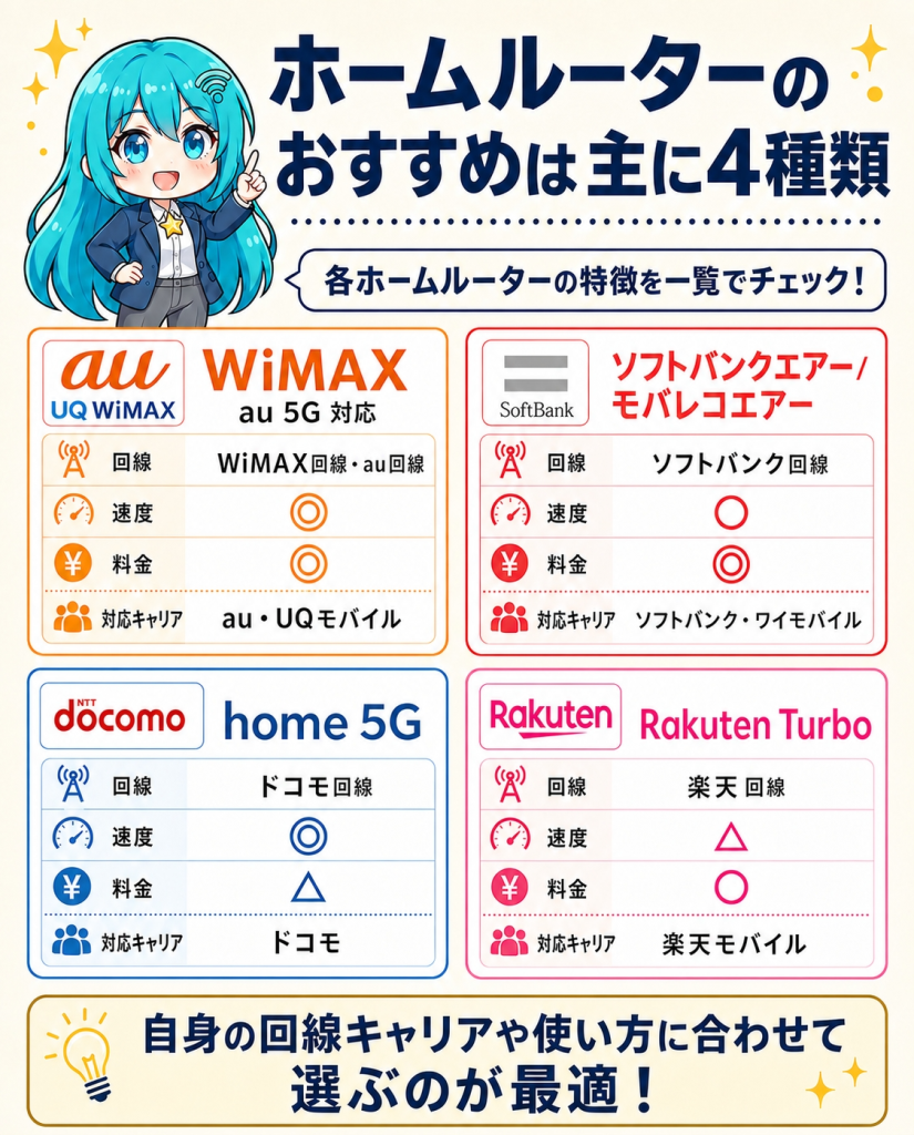 ホームルーターの種類