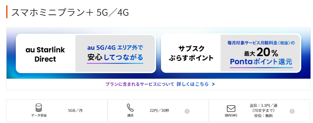 スマホミニプラン＋ 5G／4G