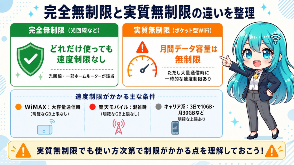 完全無制限と実質無制限の違い