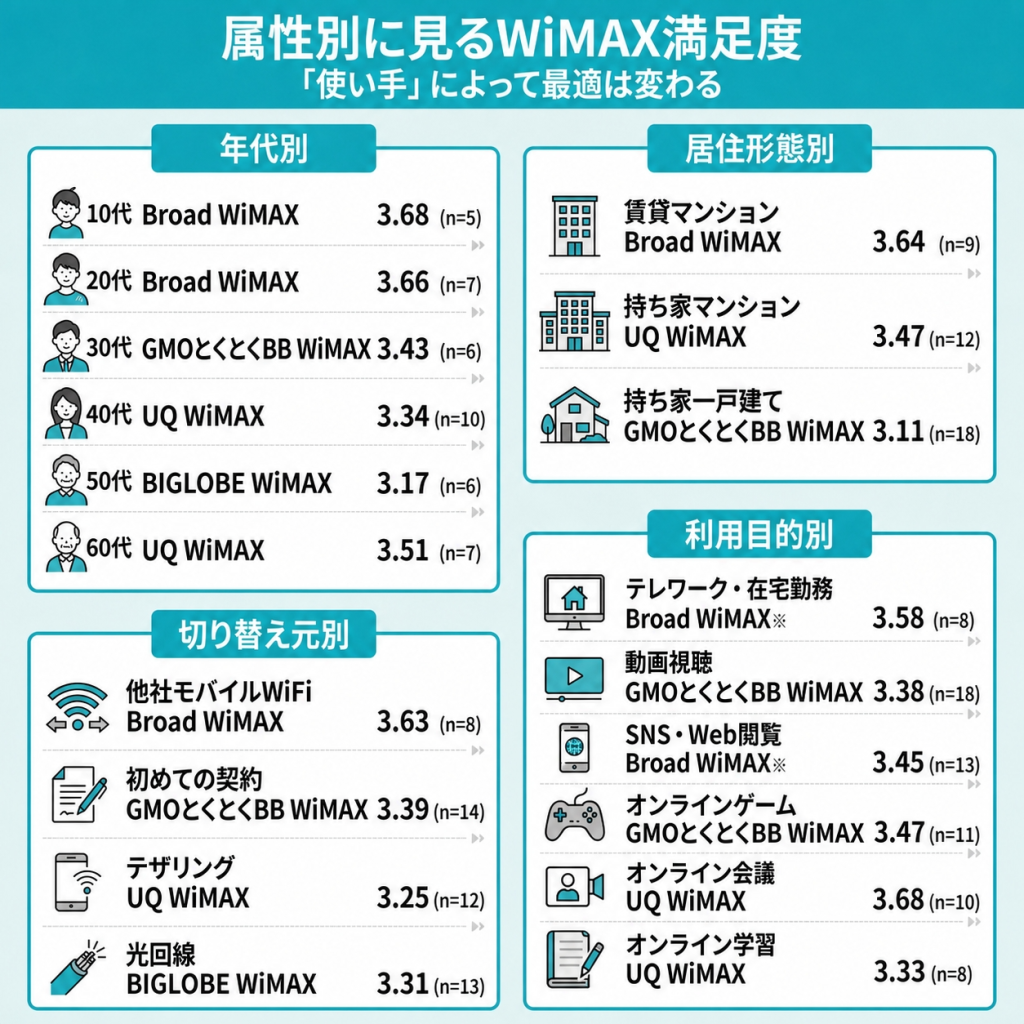 属性別に見るWiMAX満足度