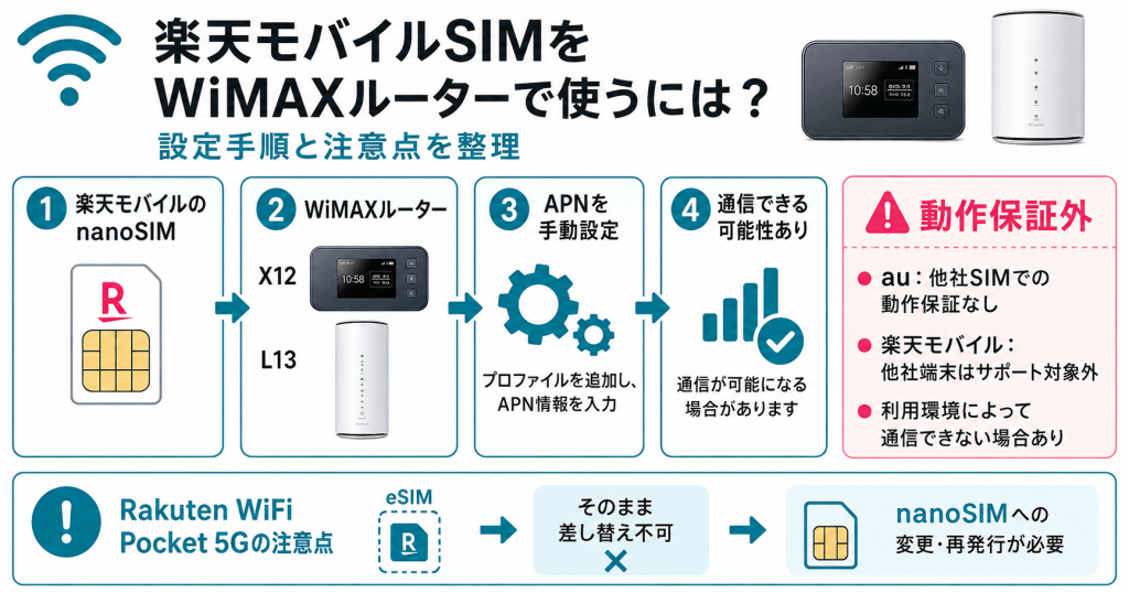 楽天モバイルSIMをWiMAXルーターで使うには？