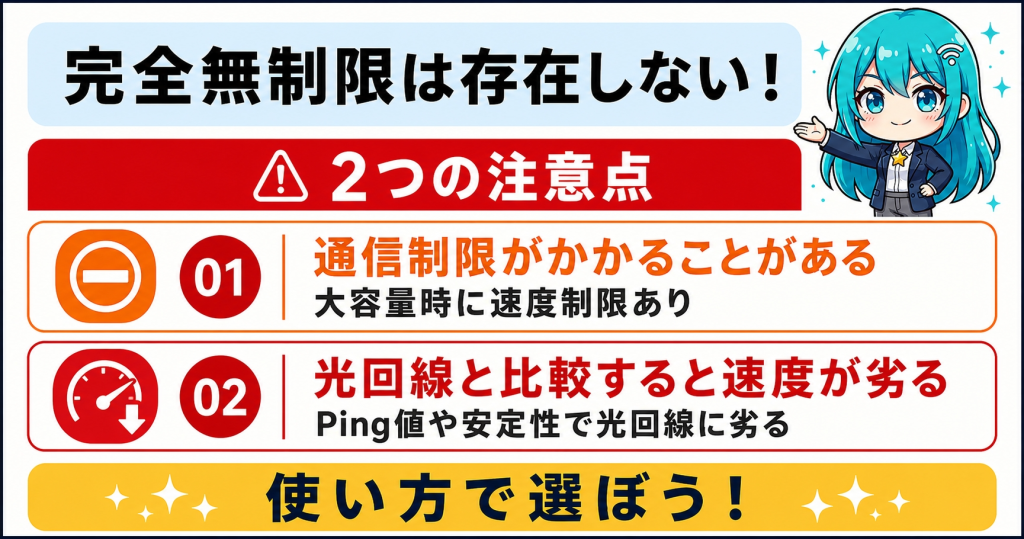 無制限ポケットwifiのデメリット・注意点