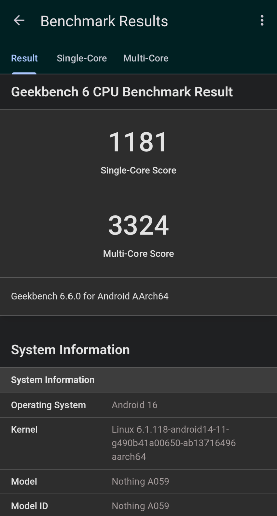 Nothing Phone 3a CPU